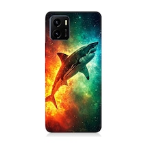 Vivo Y15s Uyumlu Uzayda Parlayan Yalnız Köpekbalığı Desenli Silikon Kılıf Çok Renkli