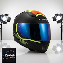 Rapid 2 Extra Full Face Motosiklet Kaskı - Mat Neon Sarı Navy Mavi 1 Renkli 1 Şeffaf Vizör Çok Renkli