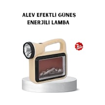 Mey İthalat Güneş Enerjili Alev Efektli Lamba Cob Led Su Geçirmez Çok Fonksiyonlu Krem