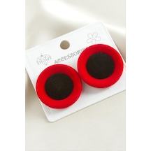Düğme Süet Kumaş Küpe - Bordo N162