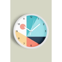 Soyut - Geometrik Temalı Modern Duvar Saati - 42cm - Önü Camlı Beyaz Kasa - Sessiz Mekanizma-jh0400 Beyaz
