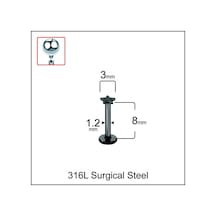 316 L Cerrahi Çelik Yıldız Modeli Dudak Kıkırdak Helix Tragus Piercingi Siyah