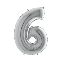 6 Rakam Gümüş Folyo Balon 34 İnç 76 Cm Gümüş Gümüş