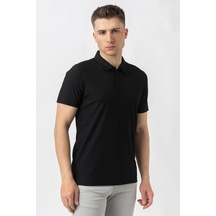 White Stone Aarburg 1005 Slim Fit Jakarlı T-shirt Siyah-siyah
