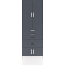 Arges Dolap 2 Raflı 4 Çekmeceli 4 Kapaklı 88x30x243 Antrasit-... Antrasit