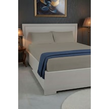 %100 Pamuk Ranforce Premium Çift Kişilik Lastikli Çarşaf Seti - V Vizon