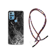 General Mobile Gm21 Pro Kılıf Rasta Boyun Askılı Kara Mermer 1375