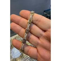 14 K Yeşil Altın Renginde Kare Petek Bileklik