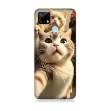 Realme C25 Uyumlu Selfie Kediler Desenli Silikon Kılıf