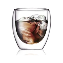Yeni Tasarım Su Bardağı Çift Cidarlı 200 Ml Şeffaf Cam Bardak 1 Adet - 2771 Çok Renkli