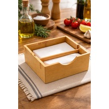 Bambu Kare Tutacaklı Peçetelik 18 Cm Kahverengi