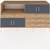 Hyperion Konsol 2 Raflı 4 Çekmeceli 4 Kapaklı 176x44x99 Çam-antrasit/çam Atlas Çam/antrasıt - Atlas Çam