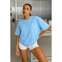 Oversize Unisex Tişört Bebe Mavisi