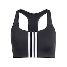 Adidas Plim Medium Support 3 Stripes Kadın Siyah Sporcu Sütyeni