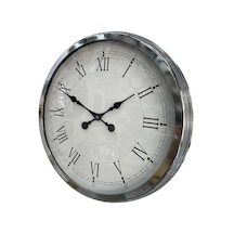 60 Cm Krom Metal Roma Rakamlı Duvar Saati 11