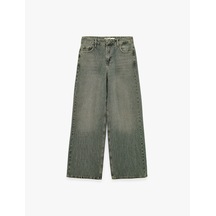 Koton Pamuklu Bol Kesim Ekose Taş Detaylı Jean Pantolon - Loose Straight Fit Jean Ovd 7wal40191md