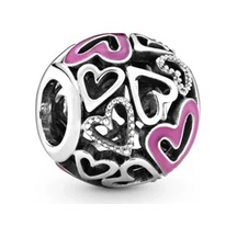 Nur Silver Pembe Mineli Kalpli Gümüş Charm Nur-bl00038