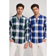 Dewberry İkili Set G962 Erkek Gömlek-yeşil-saks