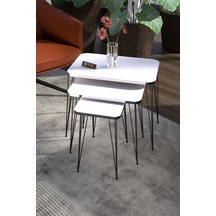 Zigon Sehpa Kr Ve Orta Sehpa Kr Set Gümüş Beyaz Tel Ayak Siyah Diğer