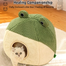 Hallow Kedi Yatağı Ultra Yumuşak Peluş Malzeme 2'si 1 Arada S Yeşil