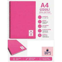 Saygılıofis 40 Yaprak A4 Spiralli Pp Kapak Çizgili Defter Pembe