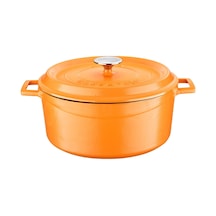 Spring Serisi - Döküm Tencere, Yuvarlak, 28 Cm, Mat Emaye, Parlak Siyah Taban, Turuncu Belirtilmemiş