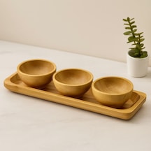 Bambu Lokumluk Ve Çerezlik Seti 3'lü Sunum Tepsili 6 Cm 001 Siyah