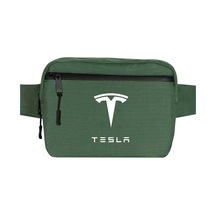 Tesla Logo Text Yeşil Bel Çantası