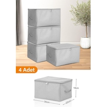 4 Adet - Mini Boy Baskı Detaylı Gri Benekli Hurç 30 X 22 X 18 Cm
