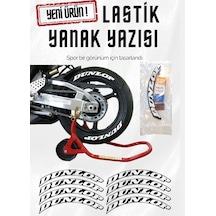 Lastik Yanak Yazısı Dunlop Beyaz 3d + Yapışkan - Lnsmoto