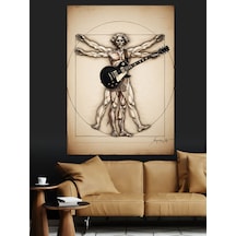 Ahşap Tablo Da Vinci Tarzı Gitarist Çizimi
