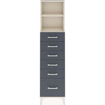 Arges Dolap 2 Raflı 6 Çekmeceli 44x30x182 Aytaşı-antrasit Aytaşı