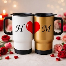 Bk Gift Kişiye Özel Sevgili Çift Tasarımlı 2li Kulplu Beyaz&gold Çelik Termos Mug 450 Ml -8, Sevgiliye Hediye, Sevgililer Günü Hediyesi Kobitmeyencom3