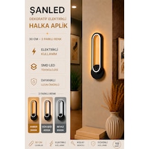 Dekoratif 20w Halka Modeli İç Mekan Siyah Kasa 3 Renkli Işık Elektrikli 30 Cm Duvar Aplik 10 Adet