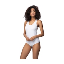 3 Adet Özlem Bayan Sporcu Kancalı Çıtçıtlı Body 309 Beyaz