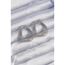 Pirinç Gold Gümüş Renkli Oval Çoklu Görünümlü Küpe Tj-bkp922 Tdrtr