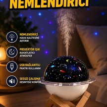 Usb Bağlantılı Projektör Işıklı Aromaterapi Destekli Taşınabilir Hava Nemlendirici