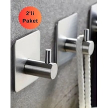 Paslanmaz Çelik 2 Adet Yapışkanlı Bornozluk Havluluk Askılık Yata Çelik