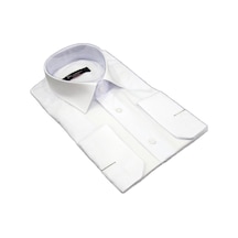 Beyaz Uzun Kol Düz Renk Slim Fit Erkek Gömlek // 151-1 Beyaz