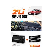 Bmw 3.20i E36 Aırbagsiz 1990-2000 Uyumlu Torpido Örtüsü + Deri Bagaj Çantası Seti - Siyah Gri