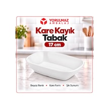 17 Cm Termo Kare Kayık Tabak Kırılmaz Ve Şık Meze Sunum Tabağı Beyaz