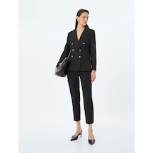Koton Slim Fit Yüksek Bel Cepli Cigarette Kumaş Pantolon Siyah 5sak40026uw Siyah