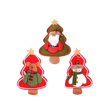 Yılbaşı Çam Ağaçlı Noel Baba - Kardan Adam - Geyik Süs Seti