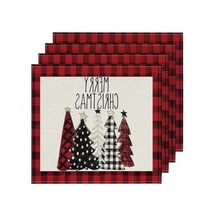 Ulzyvf Masa Örtüsü 4'lü Pembe Noel Kış Teması Ağaçlı Dekorasyon Diğer