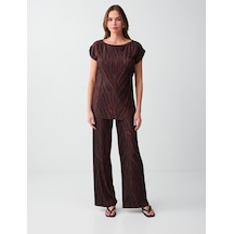 Jimmy Key Acı Kahve Normal Paça Bol Kesim Desenli Örme Pantolon 6sw186711803 Acı Kahverengi