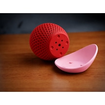 Bezos 3d Baskı Küre Saksı - Kafes Dokulu İki Parçalı Dekoratif Saksı - Kırmızı-pembe Bezos1