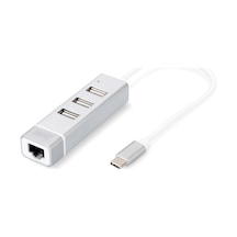 Digitus DA-70253 3 Port Usb Tip C Hub & Fast Ethernet Lan Adaptörü
