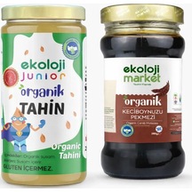 Organik Çiğ Tahin 230 Gr + Organik Keçiboynuzu Pekmezi 380 Gr Seti Nat230300