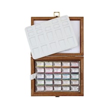 Schmincke : Horadam Aquarell Sulu Boya Seti 24 Renk X Tam Tablet Ahşap Kutu