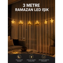 3 Metre Ramazan Led Saçak Işık Ev İçi Dekoratif Aydınlatma - Lisinya Sarı 85784675